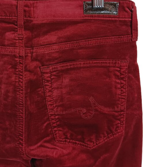 AG Adriano Goldschmied Jodi Crop Velvet Jeans Womens 27 Ruby Rouge Slim Flare - Picture 5 of 5